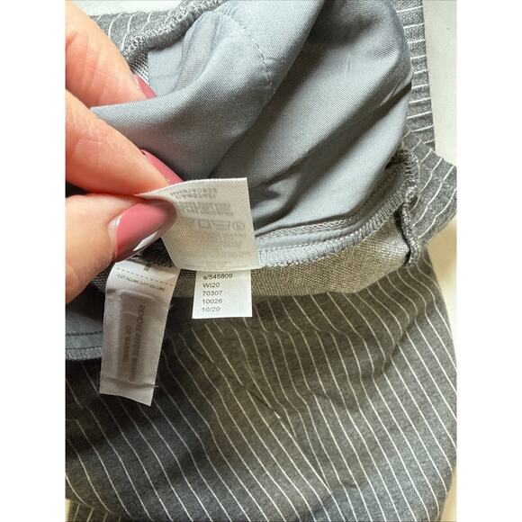 Ann Taylor LOFT Pants Drawstring Gray Pinstriped Staight Leg Size Large NWOT - Picture 4 of 11